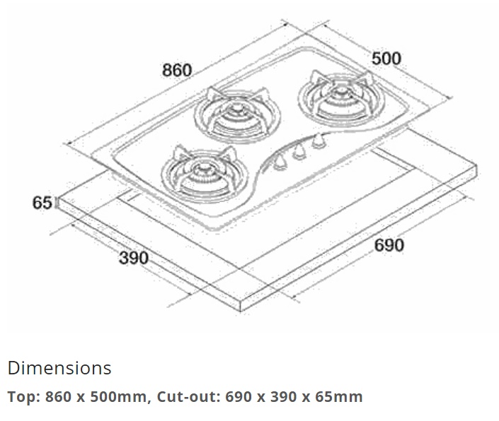 TECNO Cooker Hob T333TG SV
