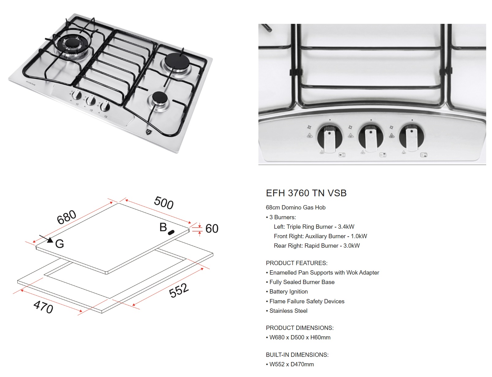 EF Cooker Hob EFH 3760 TN VSB