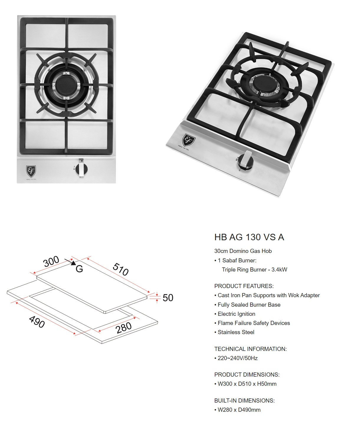 EF  Cooker Hob HB AG130VS-A