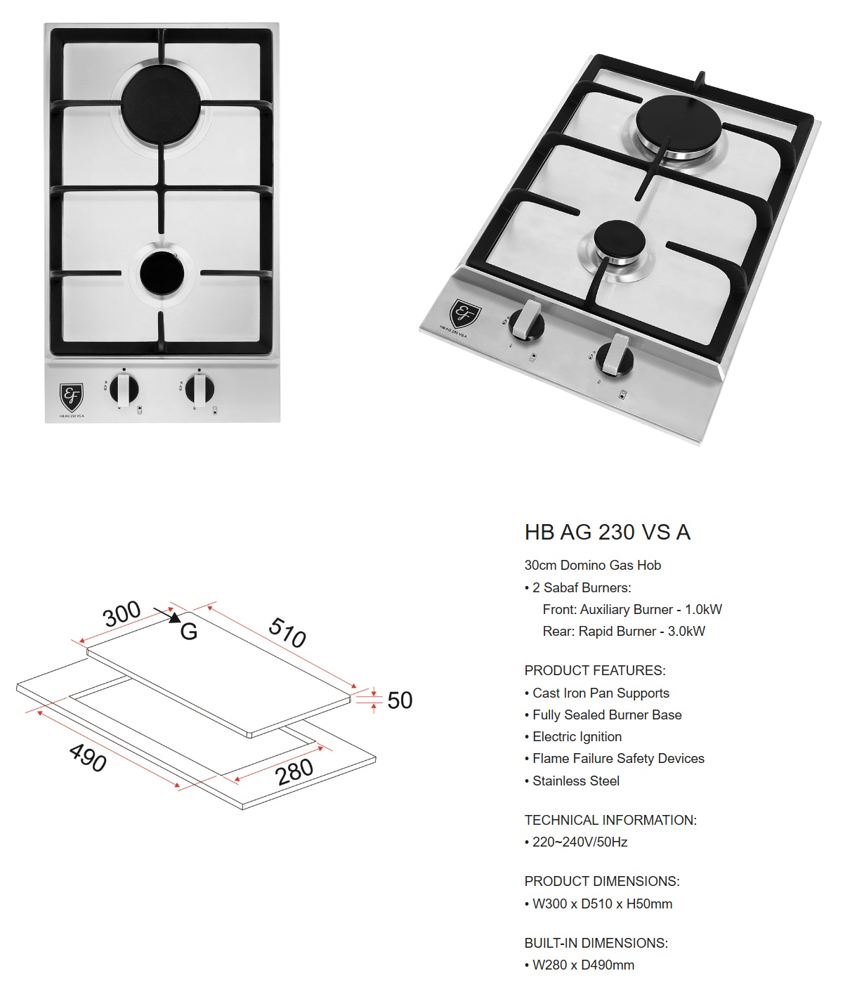 EF  Cooker Hob HB AG230VS-A