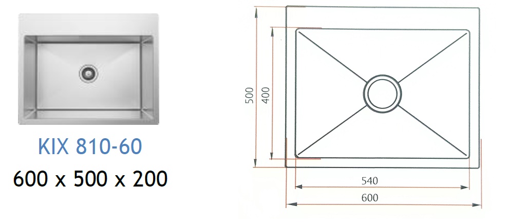 RUBINE Stainless Steel Kitchen Sink KIX-810-60
