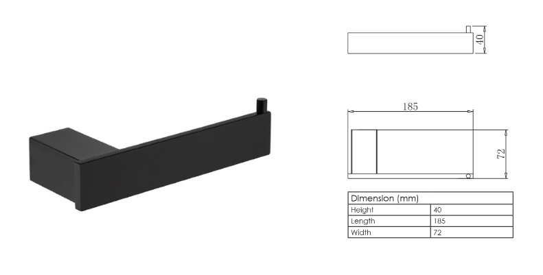 RUBINE Paper Holder - ZN-4408-MB Matt Black