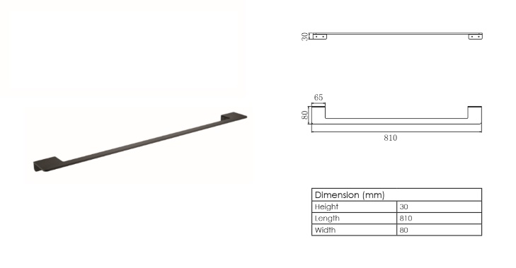 RUBINE Long Single Towel Bar - FT-6501L-MB Matt Black