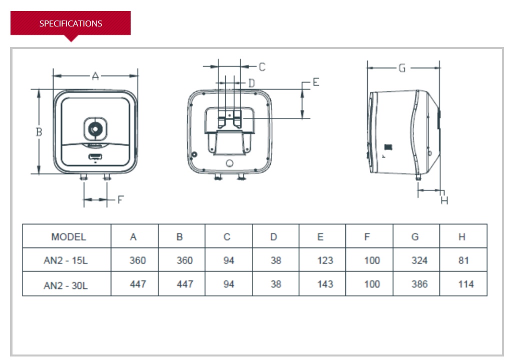 ARISTON Andris2 RS Storage Water Heater - 15 Litres