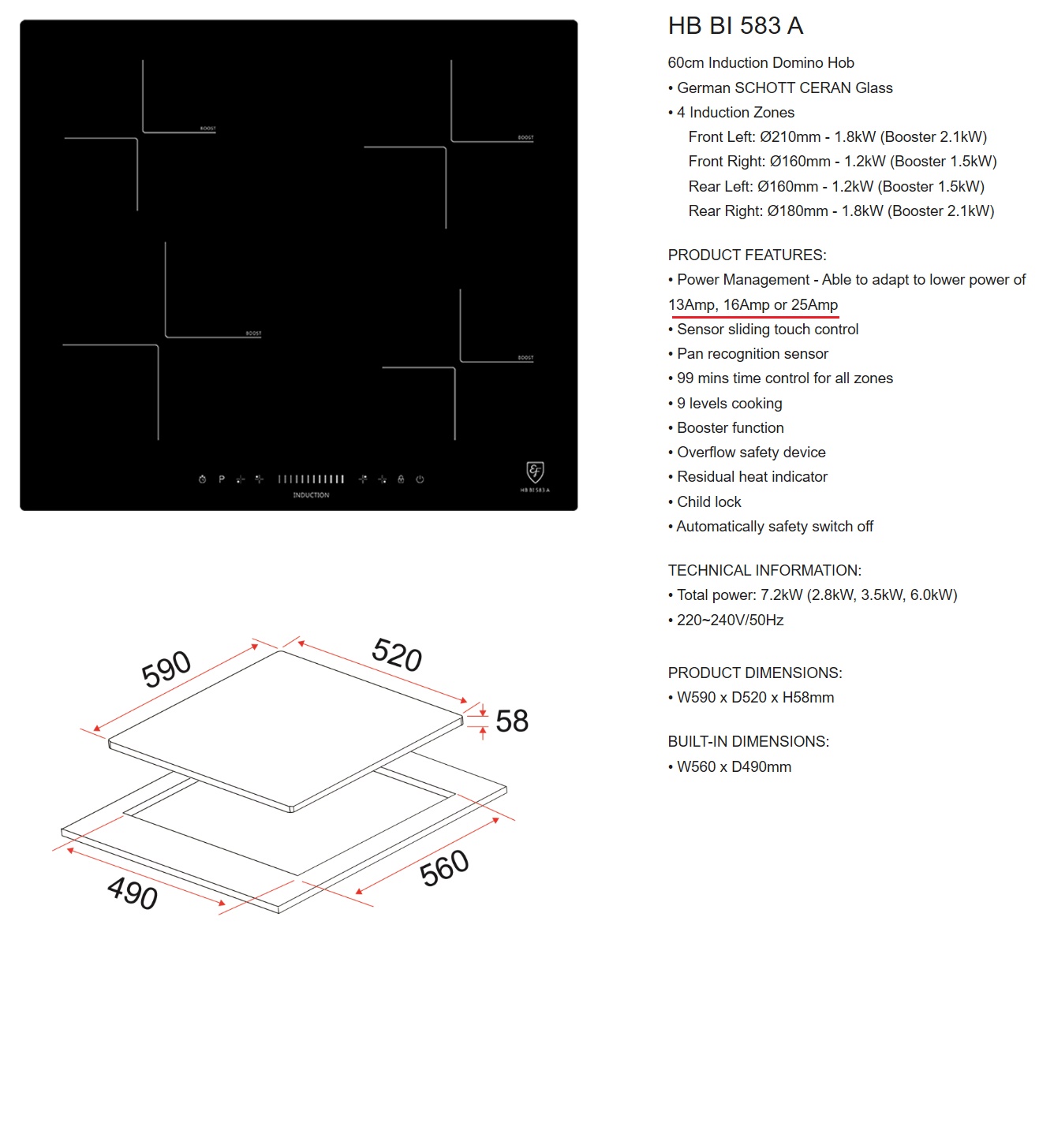 EF  Induction Hob HB BI 583A