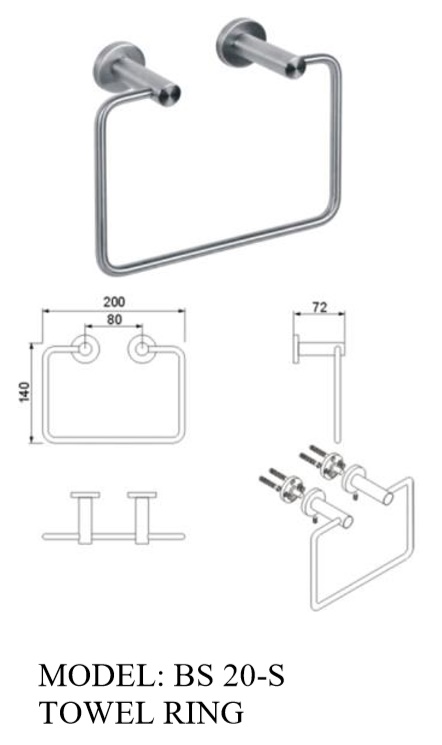 BOSHSINI Stainless Steel Towel Ring BS 20-S