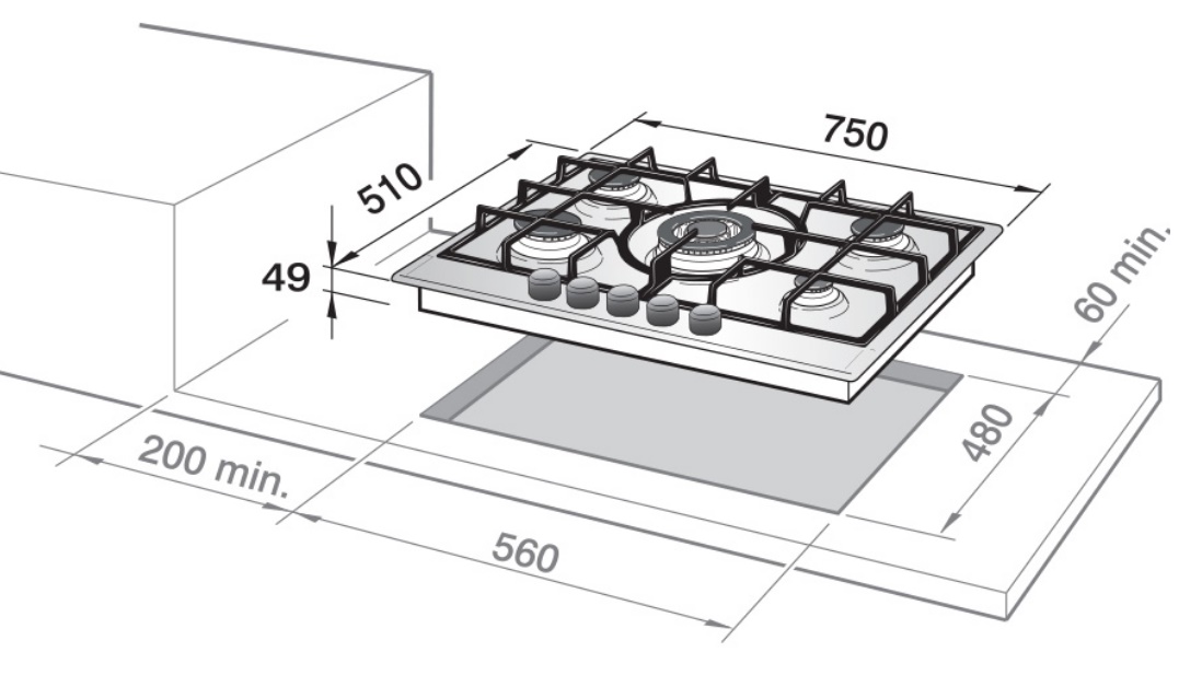 ELBA Cooker Hob ELIO 75-300D1 - Made In Italy