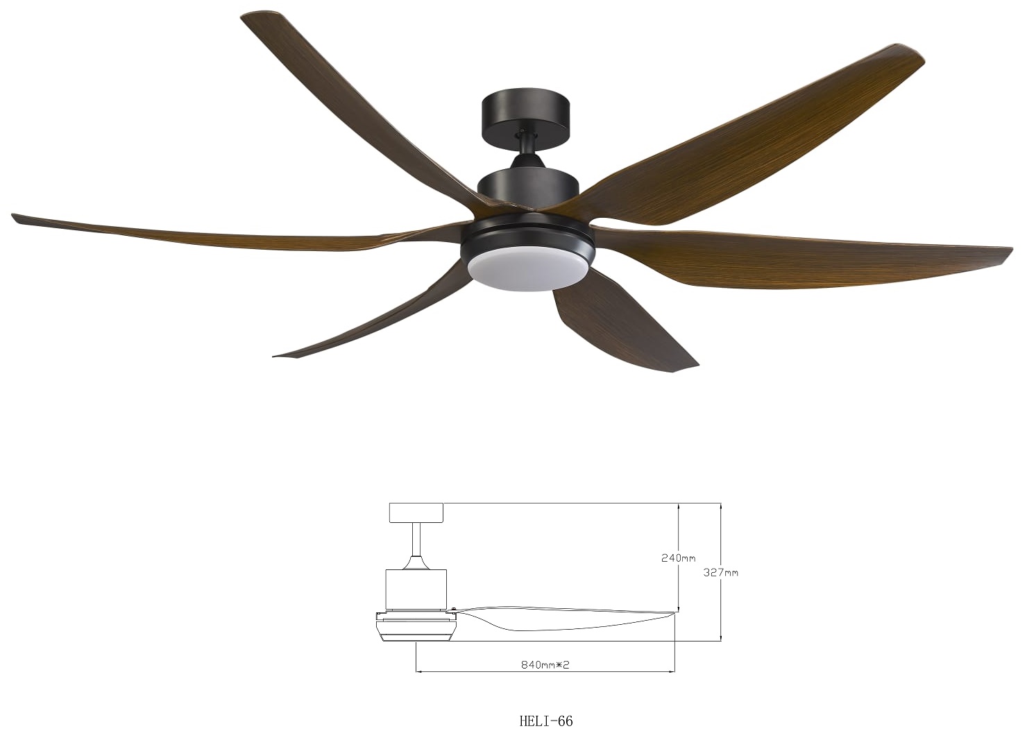 FANCO HELI Pro 66 Inch DC Motor Ceiling Fan - Madeira Color