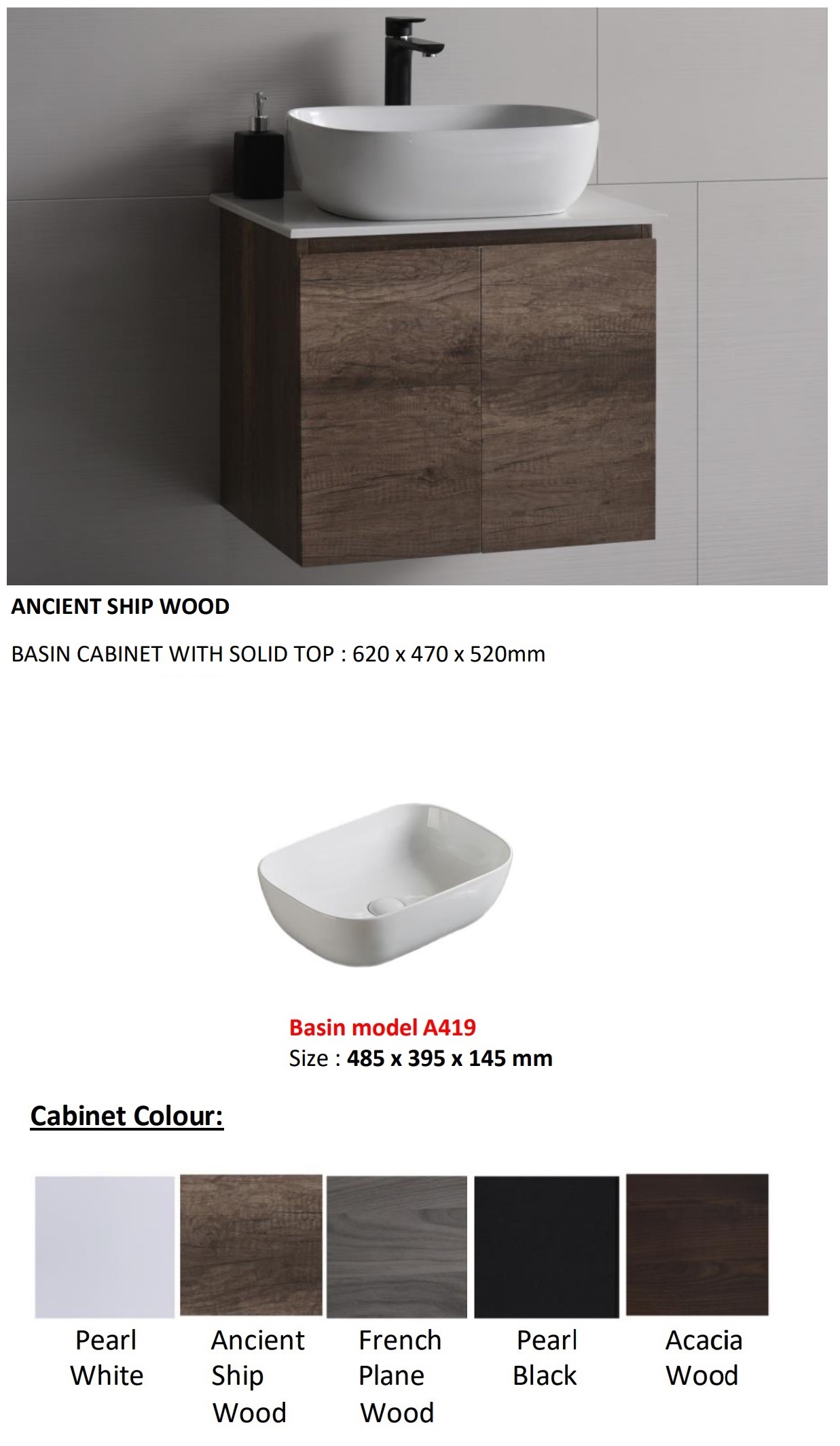 BARON A103C Vanity Cabinet With Sink Set