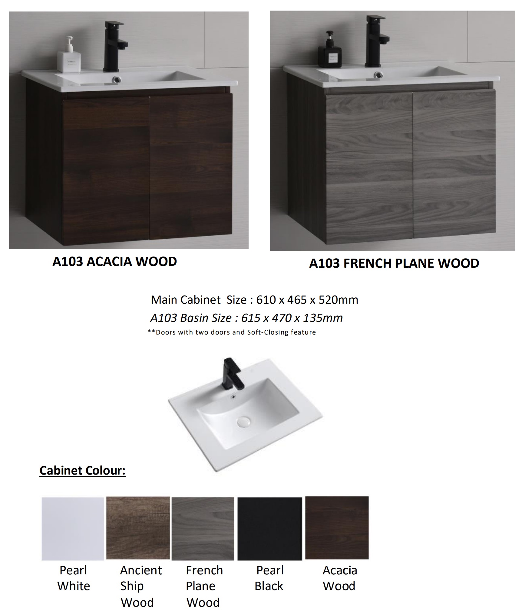BARON A103 Vanity Cabinet With Sink Set