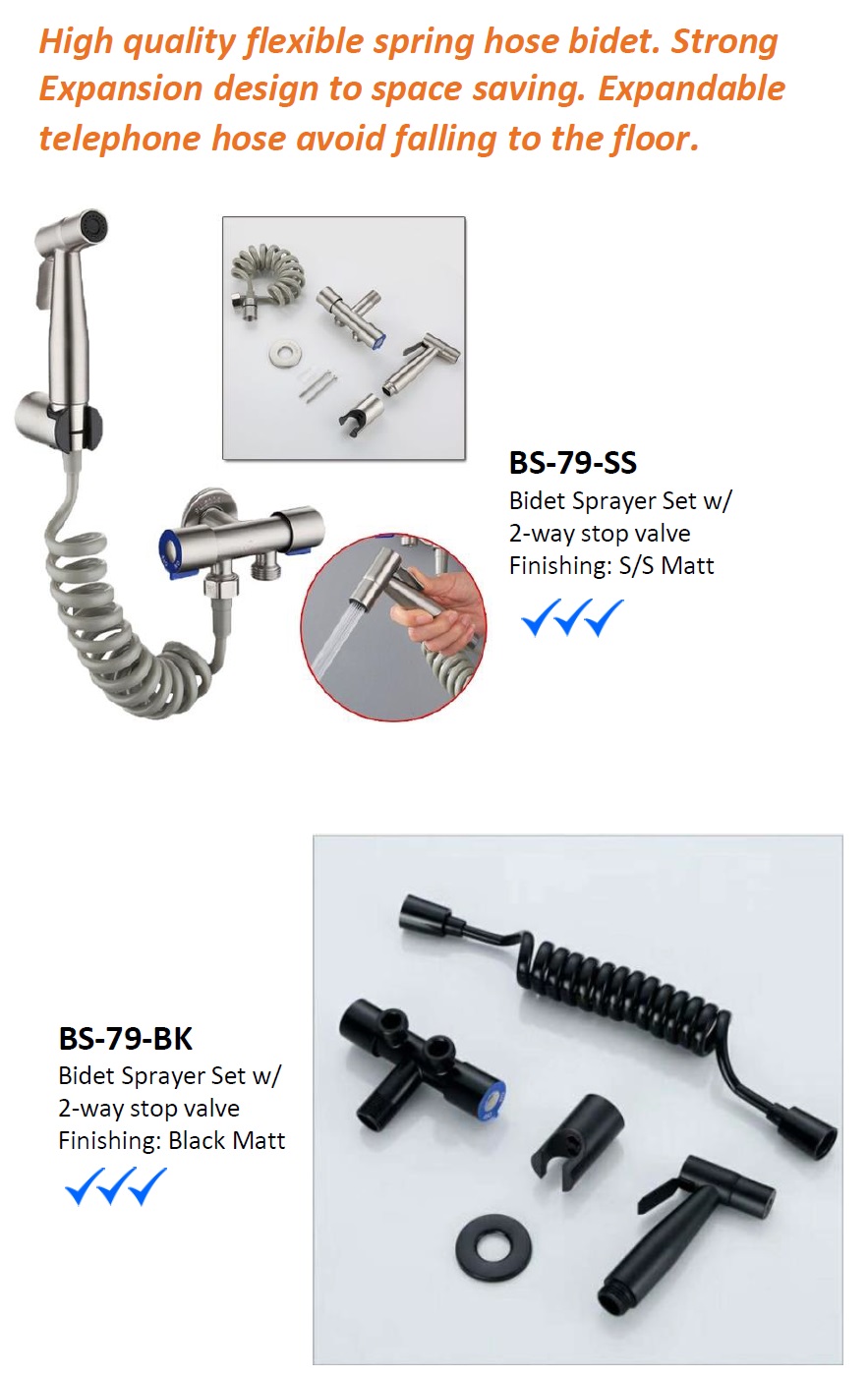 NOBEL Bidet Sprayer Set With Two Way Stop Valve