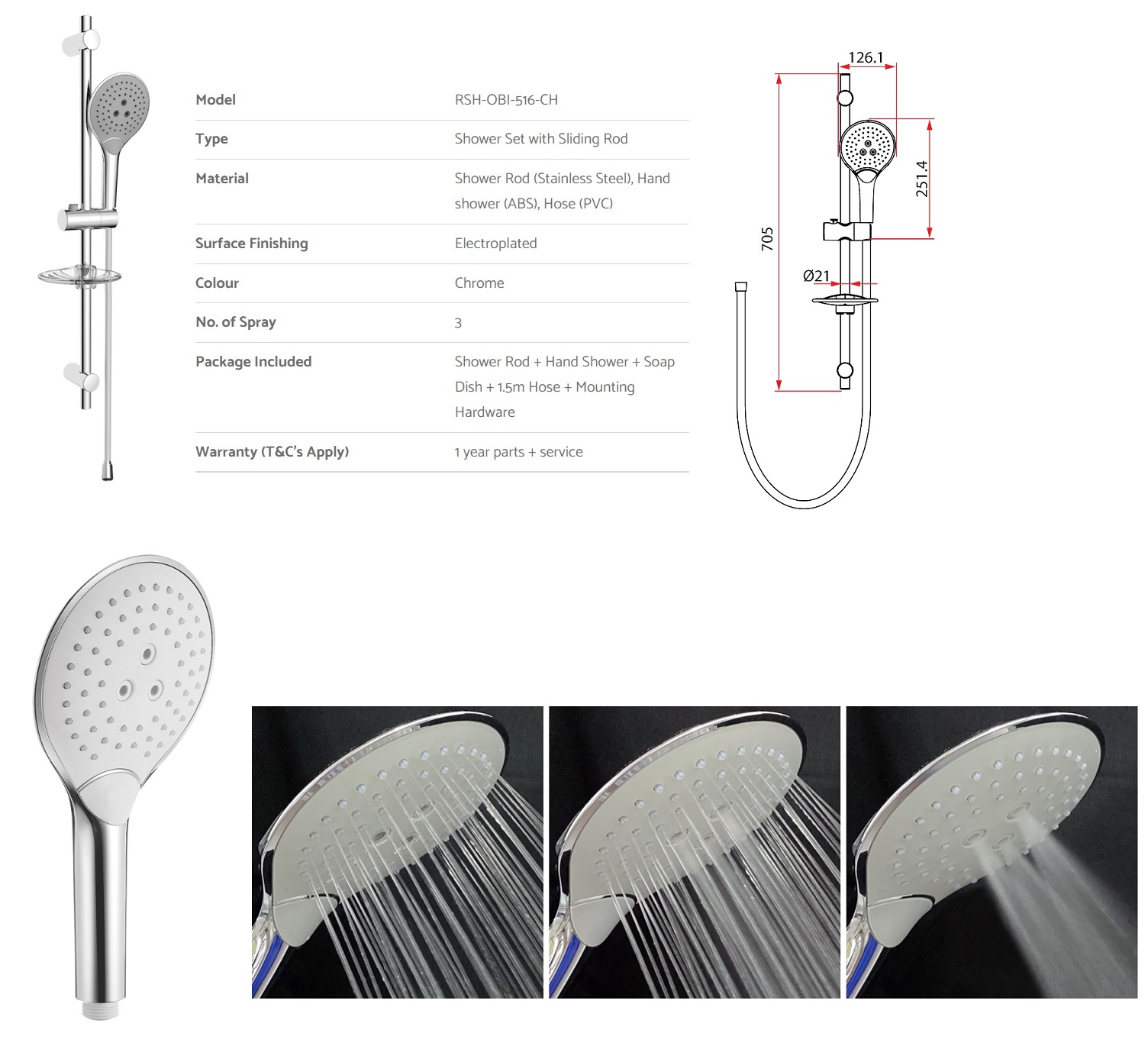 Rubine Round Shower Set - RSH-OBI-516-CH