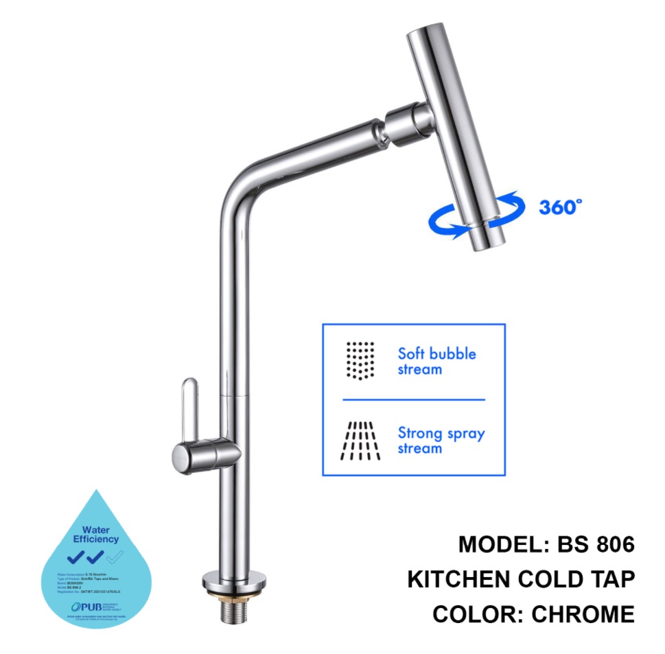 BOSHSINI Kitchen Sink Cold Water Tap With 360 Degree Spout BS 806