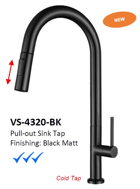 NOBEL Pull-Out Kitchen Sink Cold Water Tap - VS-4320-BK