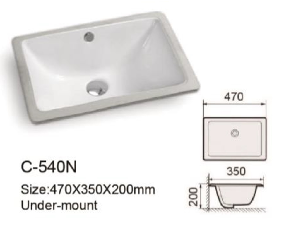 NOBEL Under Mount White Color Ceramic Basin - C-540N