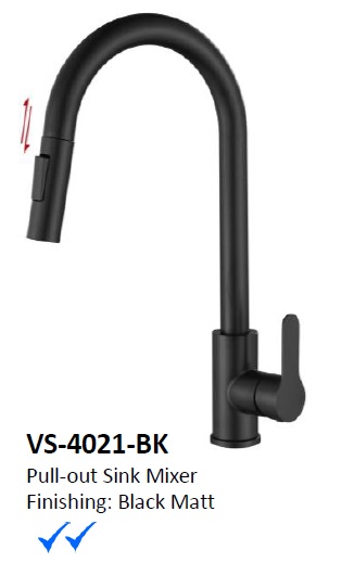 NOBEL Pull-Out Kitchen Sink Mixer Water Tap - VS-4021-BK