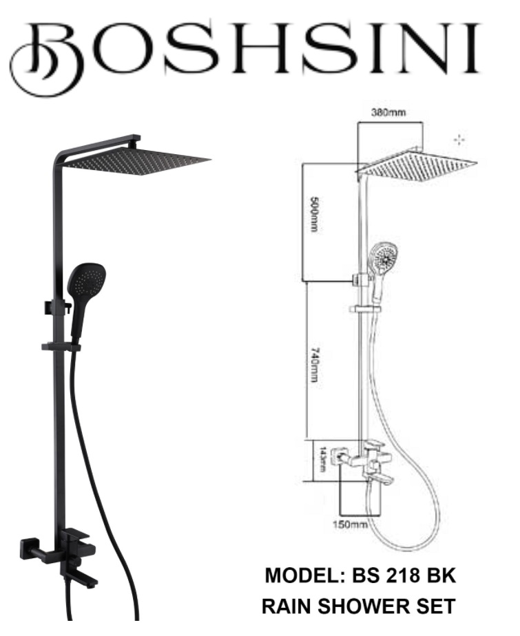 BOSHSINI Rain Shower Set BS-218 BK Black Color
