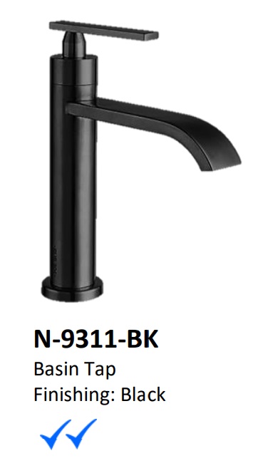 NOBEL N-9311-BK Cold Water Black Color Basin Tap