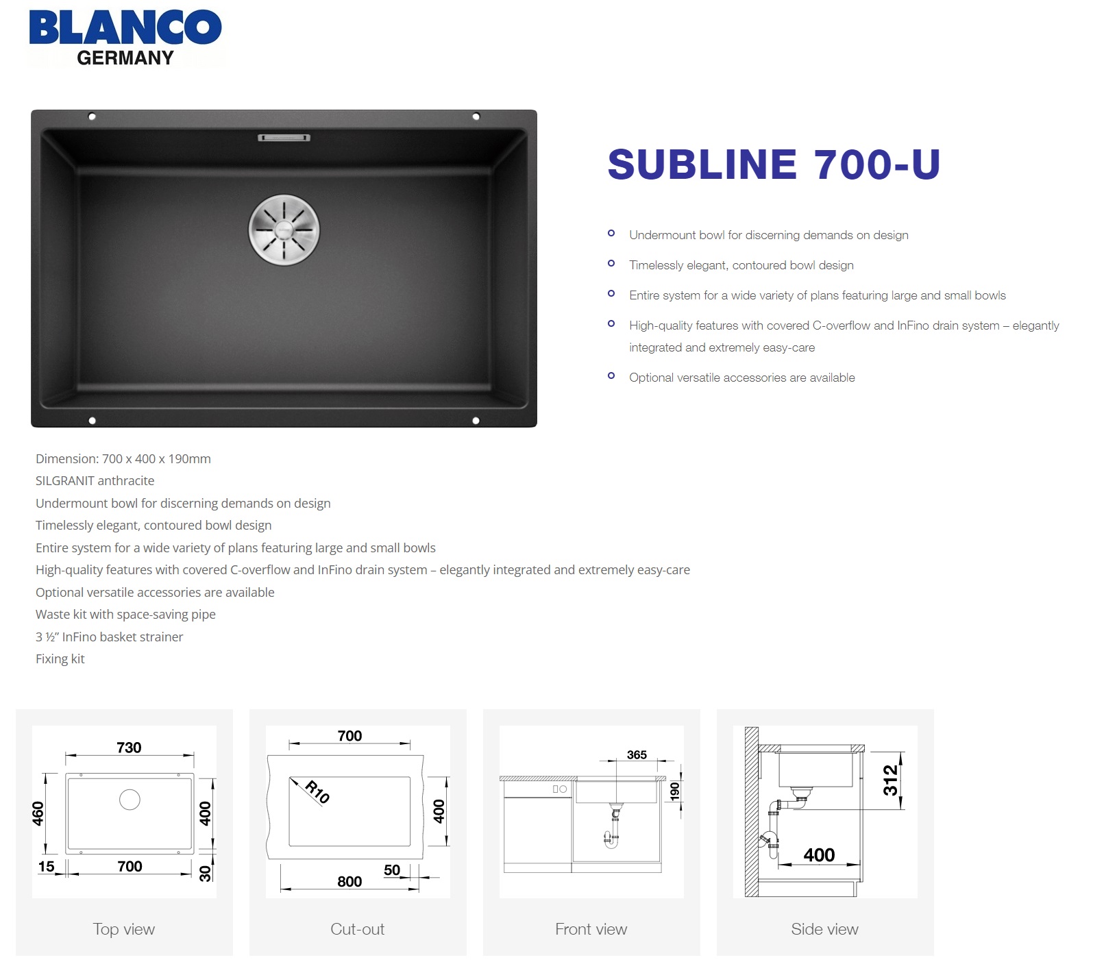 BLANCO SUBLINE 700-U Undermount Sink