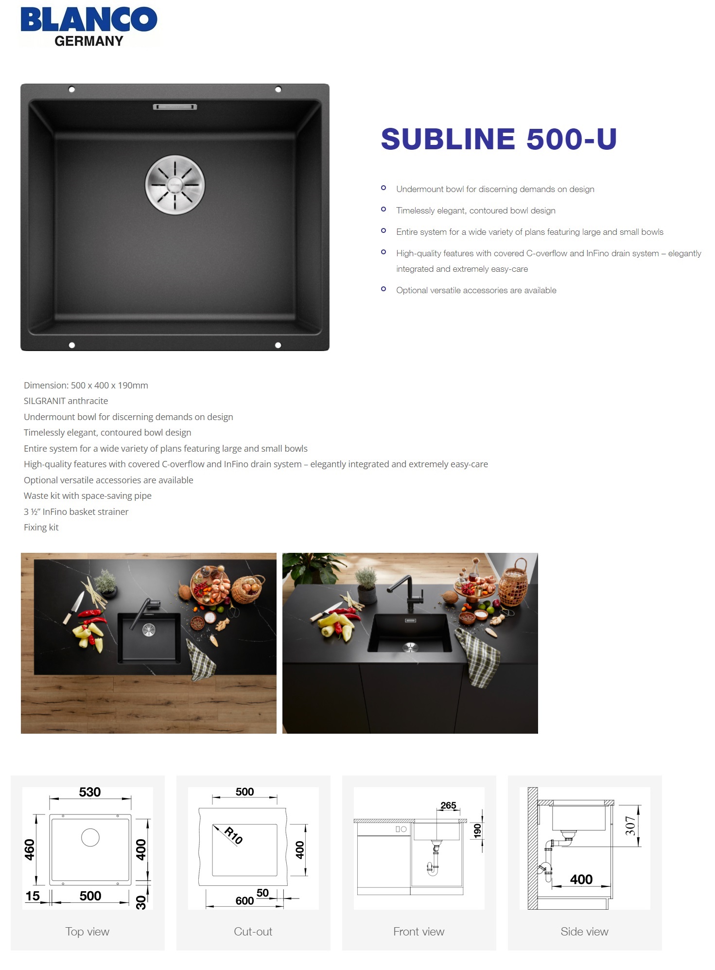BLANCO SUBLINE 500-U Undermount Sink