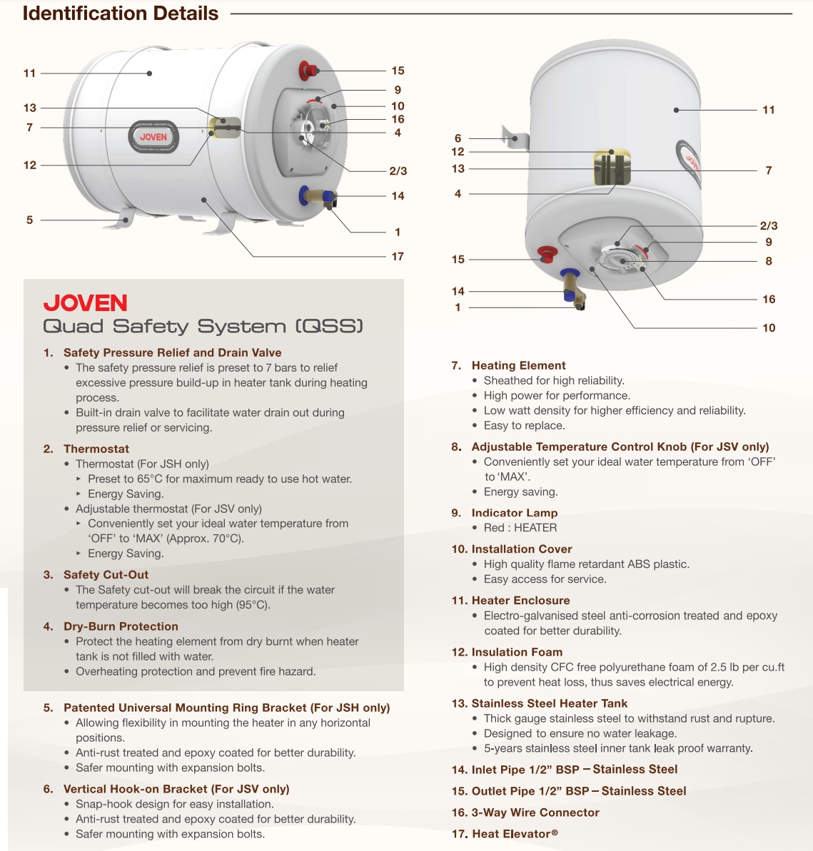JOVEN JSH 35 Storage Water Heater - 35 Litre