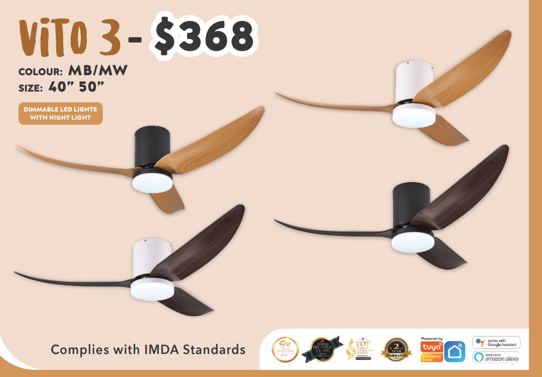 BESTAR VITO-3 40 Inch & 50 Inch Ceiling Fan With Smart Functions