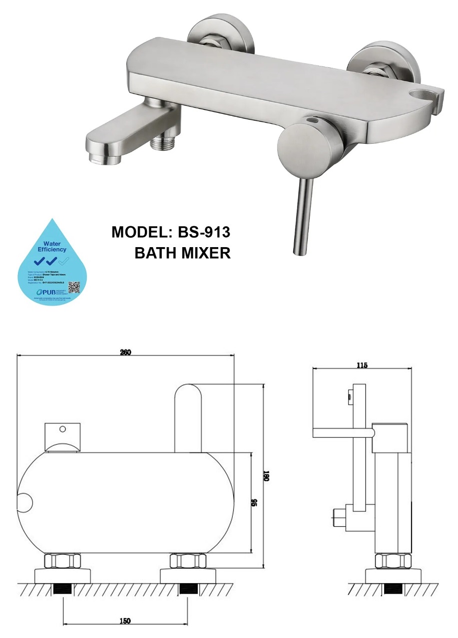 BOSHSINI Stainless Steel Bathroom Shower Set With Shower Mixer Offer BS-148 Plus