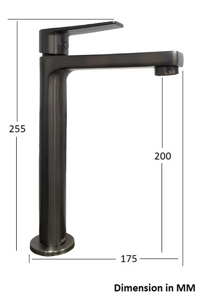 NOBEL N-9502T-GM Tall Basin Cold Water Tap - Gun Metal Finished