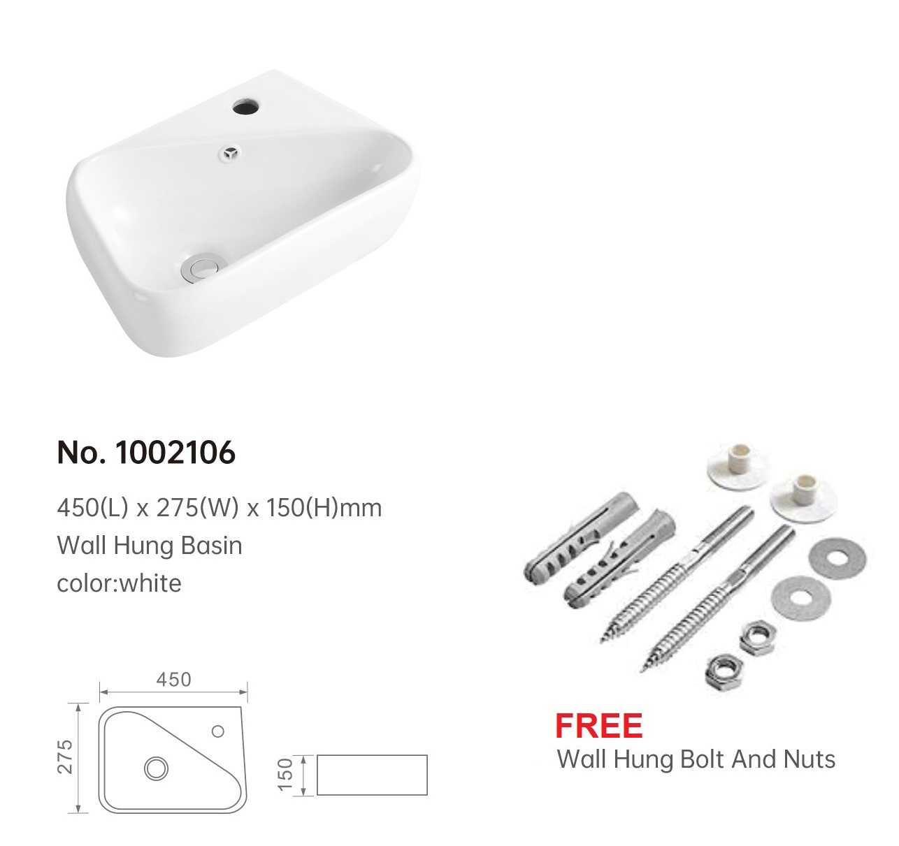 450mm Small Wall Hung Basin Copy