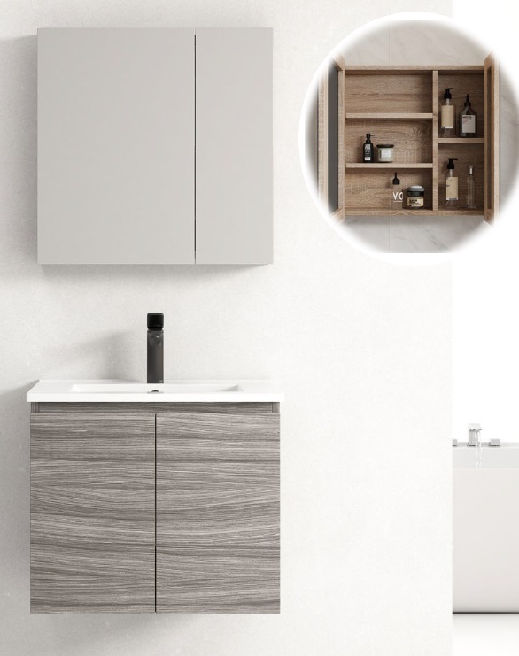 Mirror Cabinet Dimension: L600 x H600 x D140mm