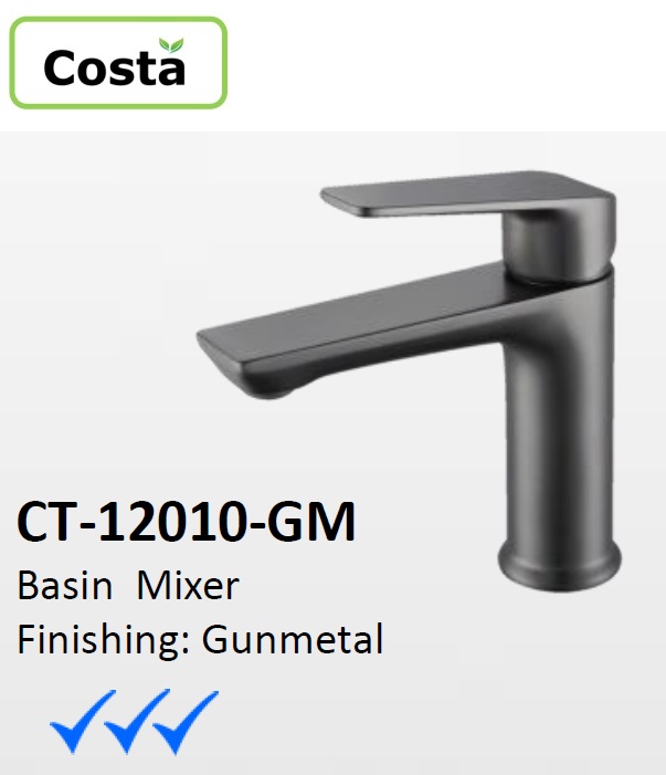 COSTA CT-12010-GM Basin Mixer Tap - Gun Metal Finished