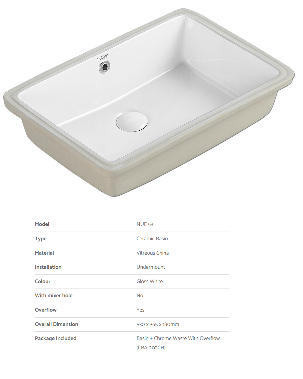 Rubine Undermount Basin NUE 53