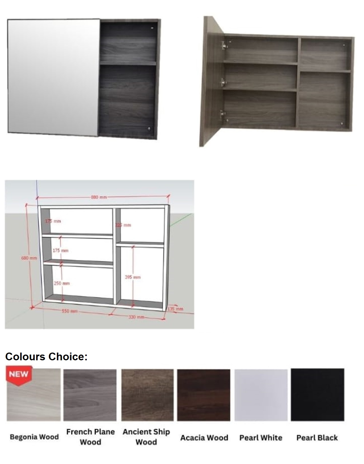 BARON Stainless Steel Mirror Cabinet MC-880