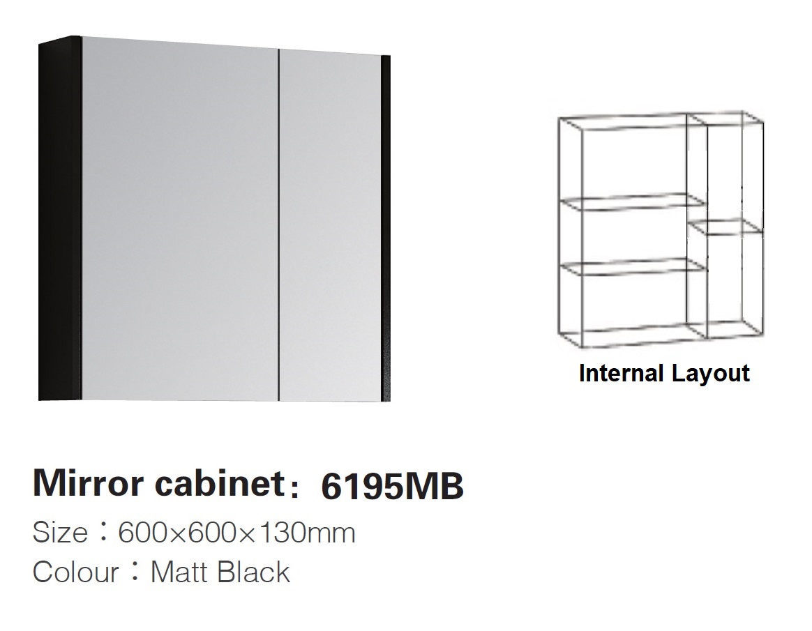 600MM PVC Mirror Cabinet - 6195MB