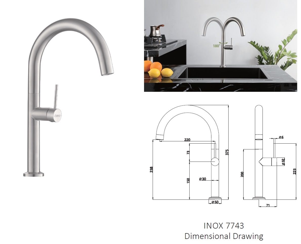 RUBINE Kitchen Sink Tap - INOX 7743-SS