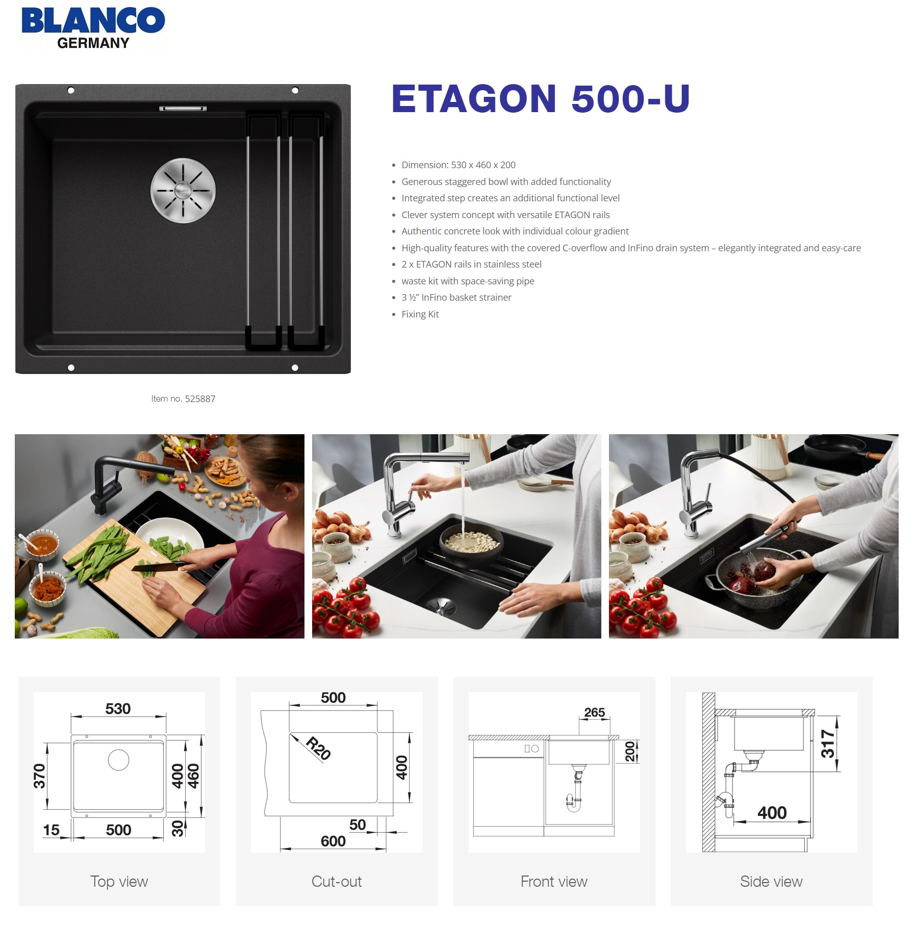 BLANCO ETAGON 500-U Undermount Kitchen Sink