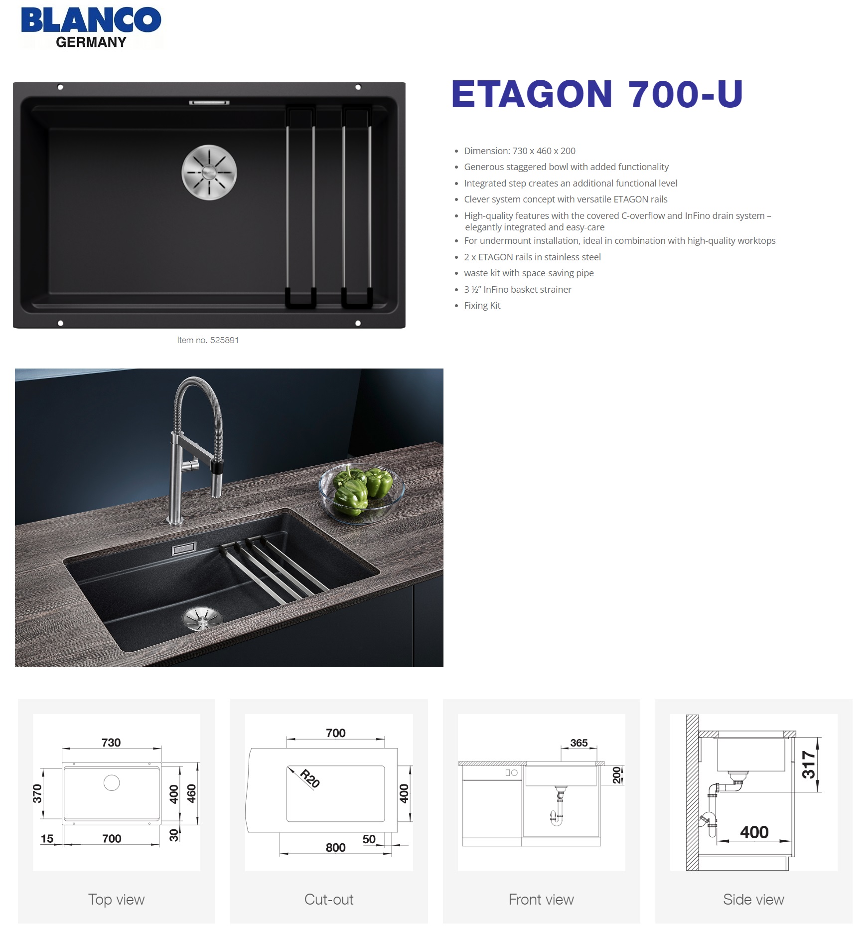 BLANCO ETAGON 700-U Undermount Kitchen Sink