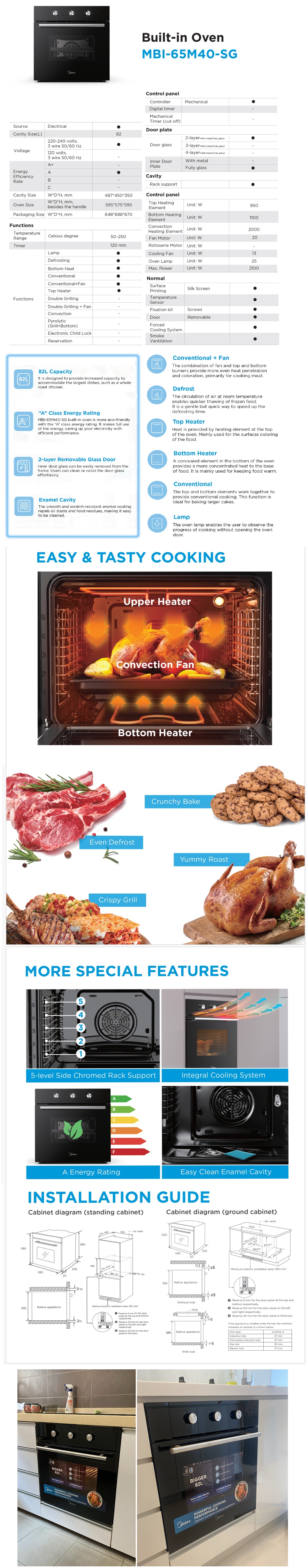 MIDEA Built-In Oven MBI-65M40-SG