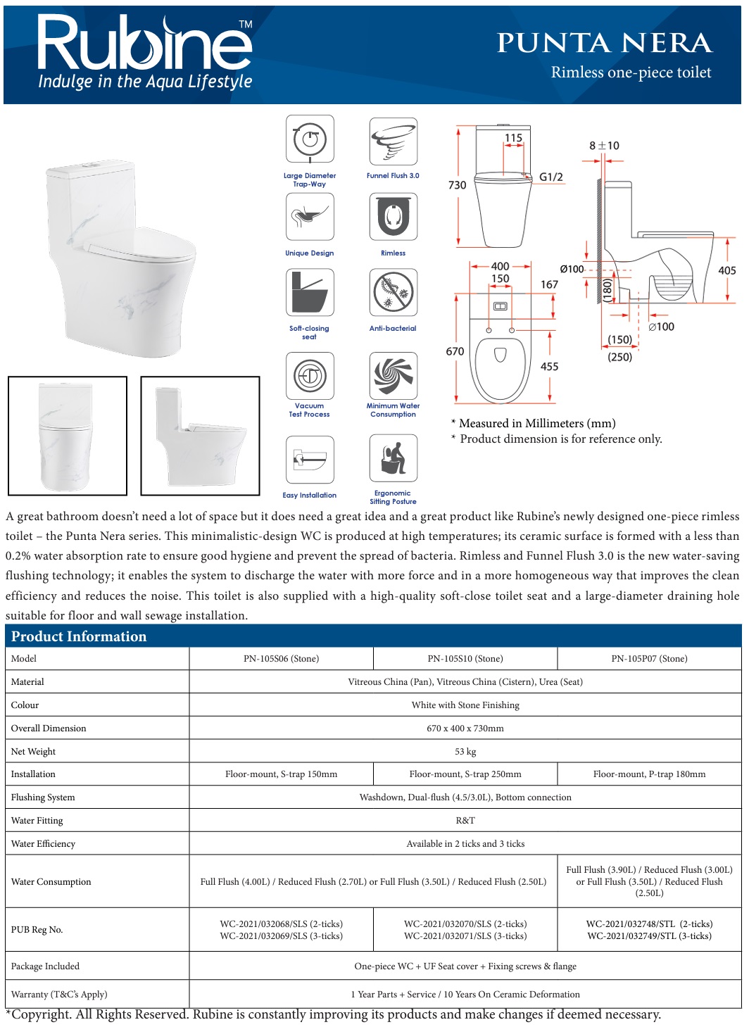 RUBINE Toilet Bowl PN-105