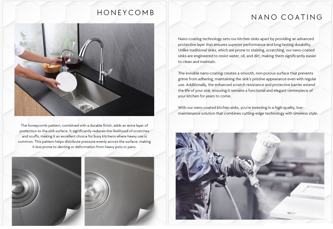 EACO 316 Stainless Steel Nano + Honey Comb Kitchen Sink - 316KS-60BK