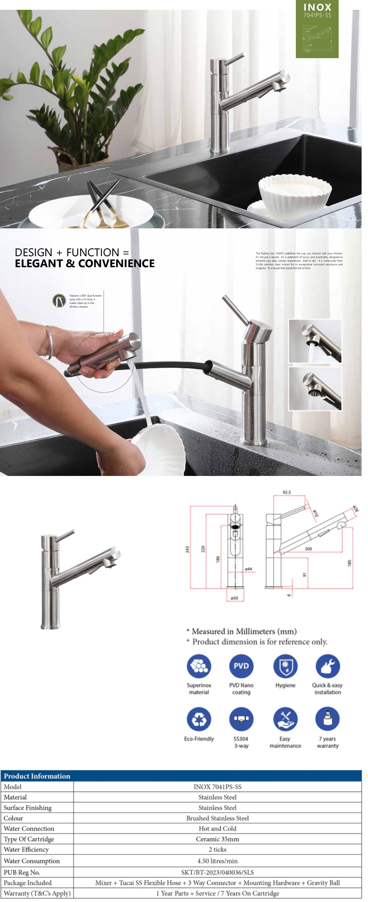 RUBINE Kitchen Sink Tap - INOX 7741PS-SS
