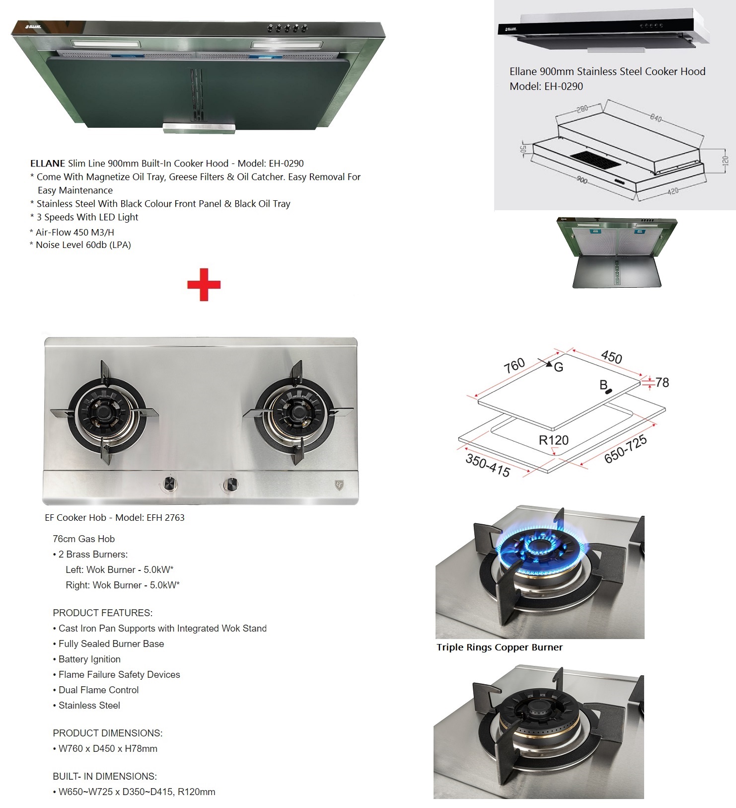 ELLANE Cooker Hood + EF Cooker Hob Bundle Offer