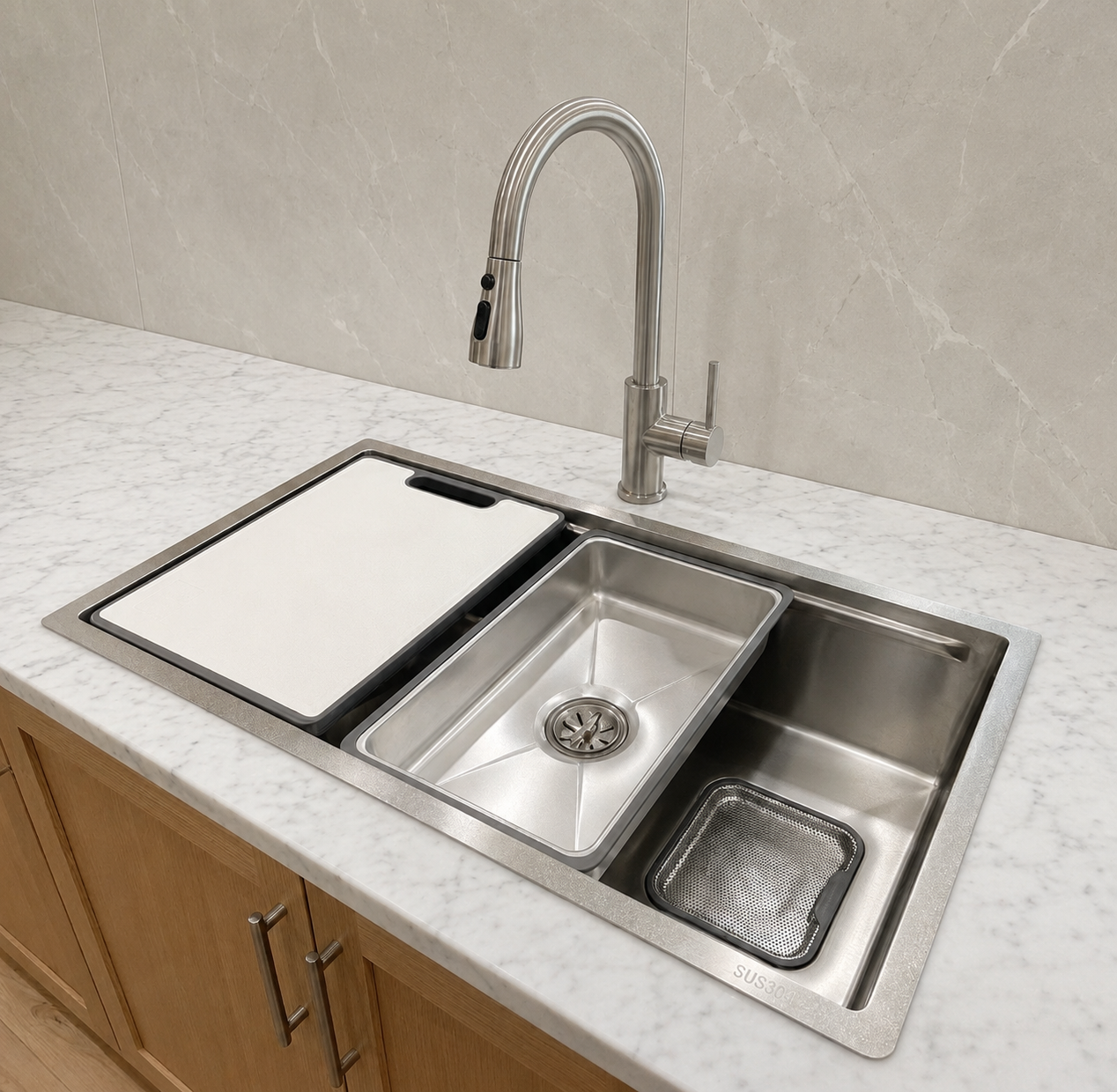 Stainless Steel Workstation Kitchen Sink KS-6845NHC SS