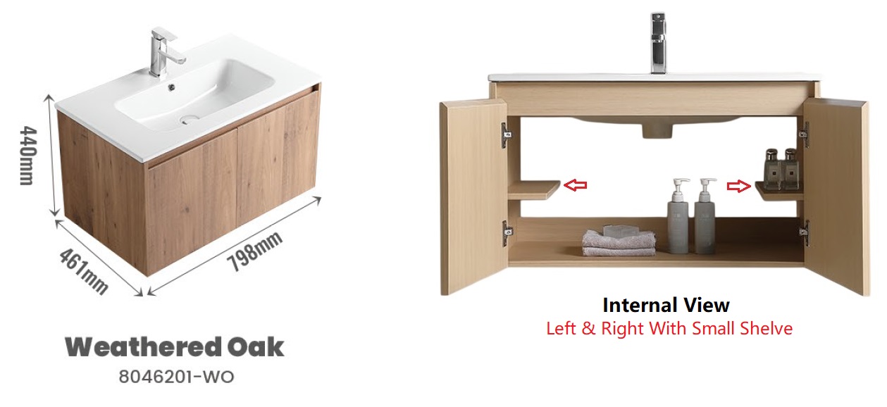 800mm PVC Bathroom Vanity Cabinet GAIA 8046201