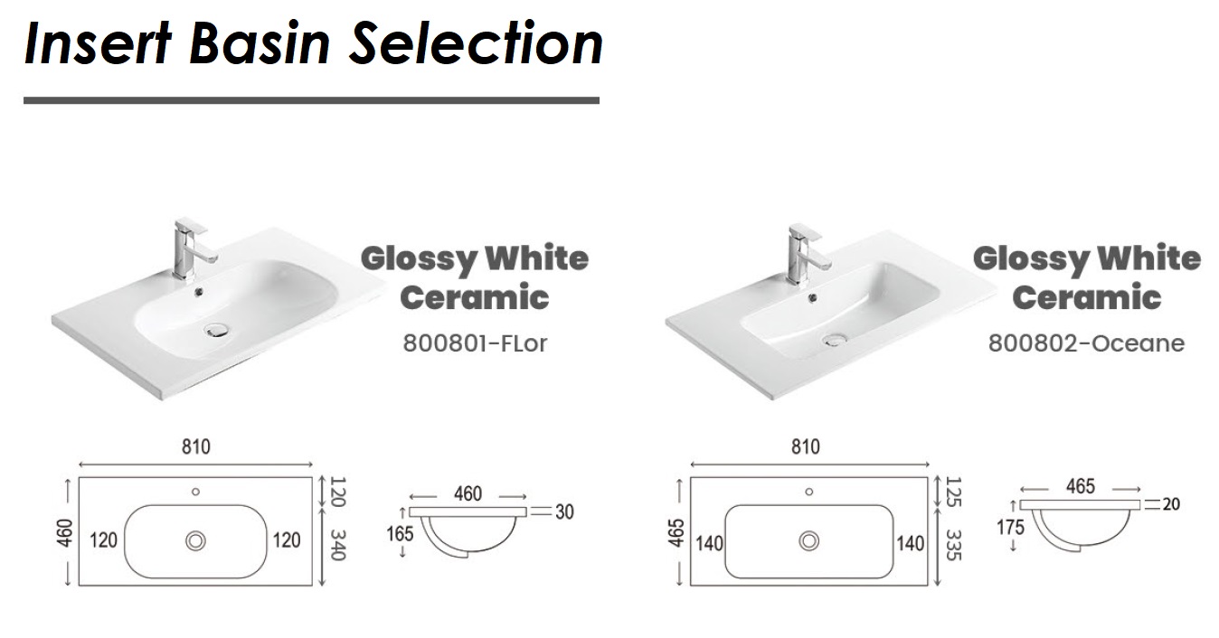 800mm PVC Bathroom Drawer Cabinet COVE 8046102