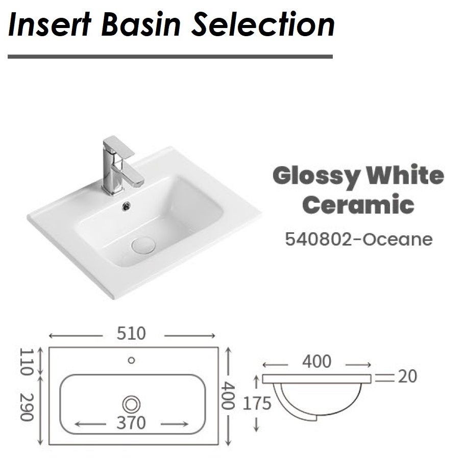500mm PVC Vanity Cabinet GAIA 5040201