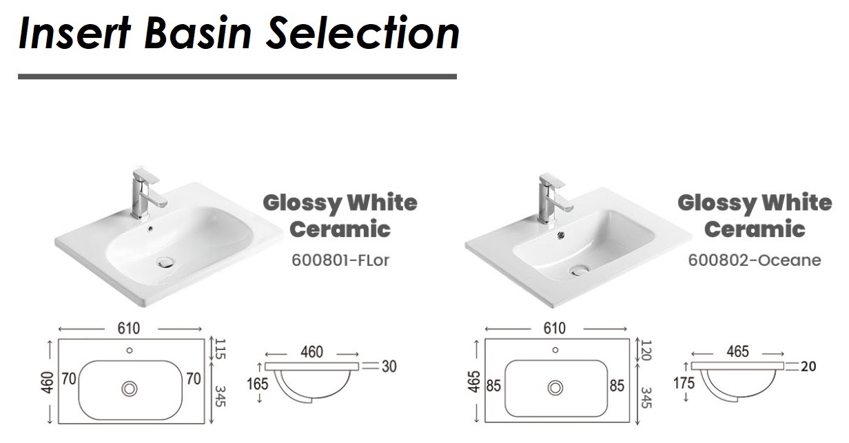 600mm PVC Bathroom Drawer Cabinet COVE 6046102