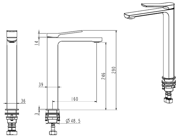 AALTO Tall Basin Cold Water Tap 1301AC