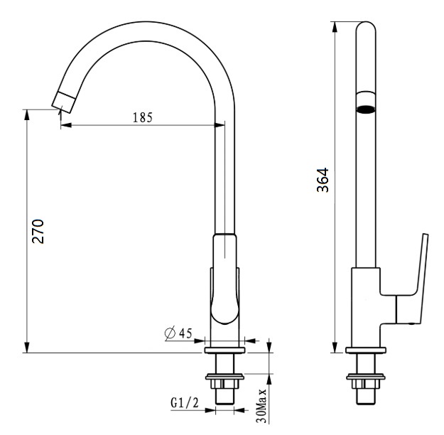 AALTO Kitchen Sink Cold Water Tap 8833GM