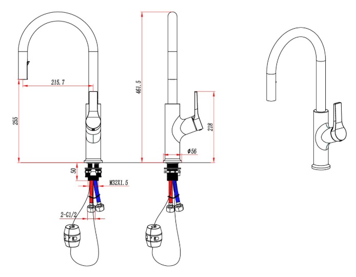 AALTO Kitchen Sink Pull-Out Mixer Tap 552GM
